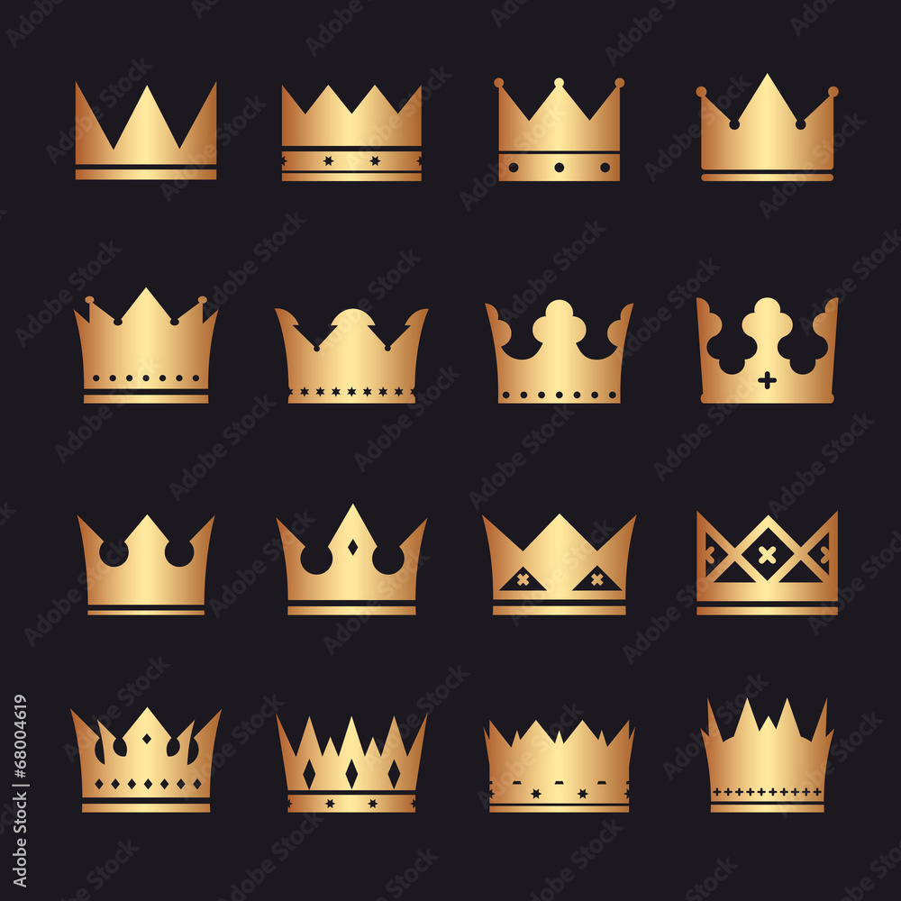 vector gold set of crowns vector gold set of crowns