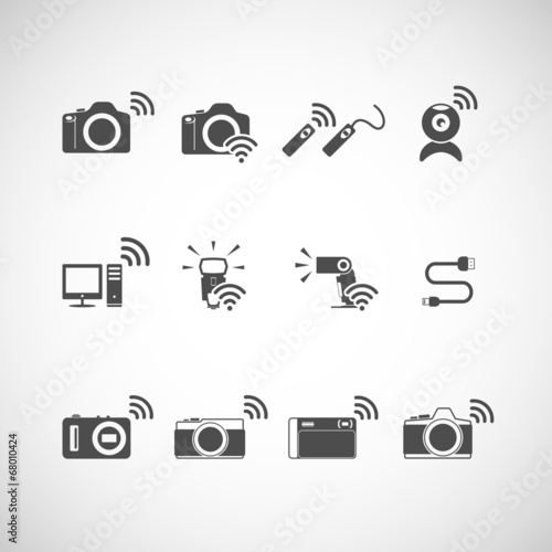wireless camera icon set, vector eps10