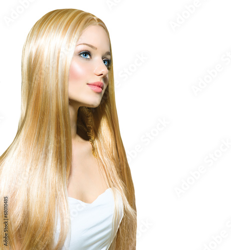 Beautiful Blond Girl isolated on a White Background