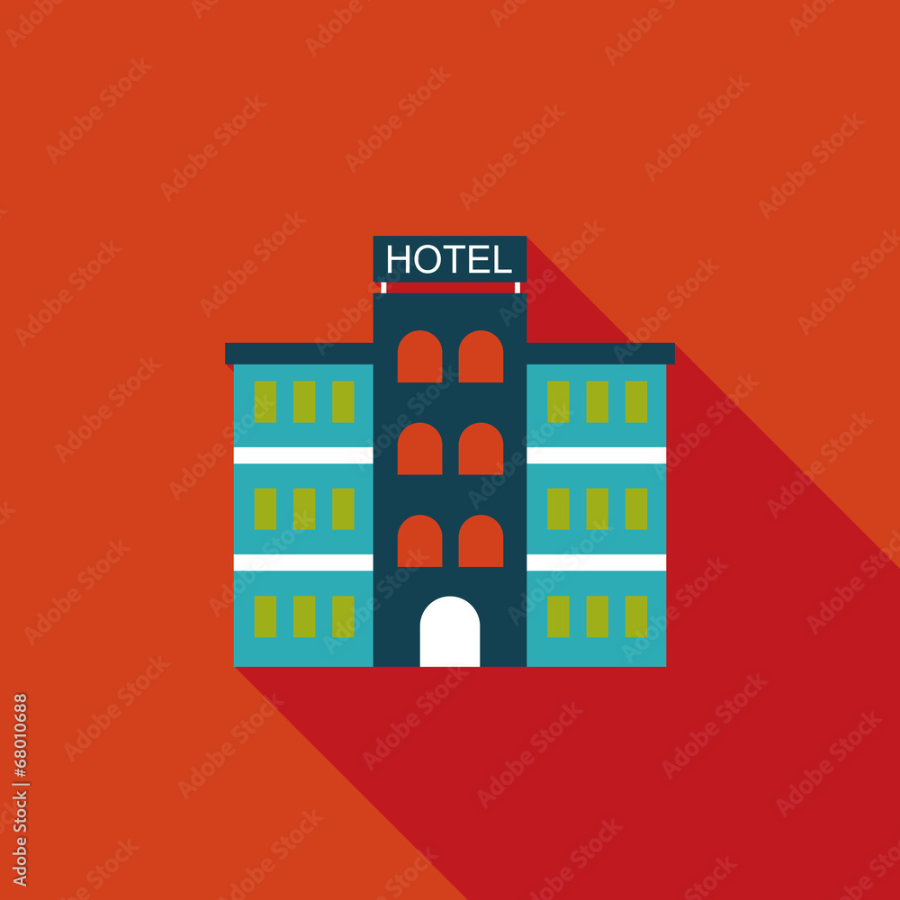 Hotel flat icon with long shadow Hotel flat icon with long shadow