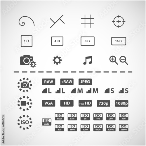 camera setting icon set, vector eps10