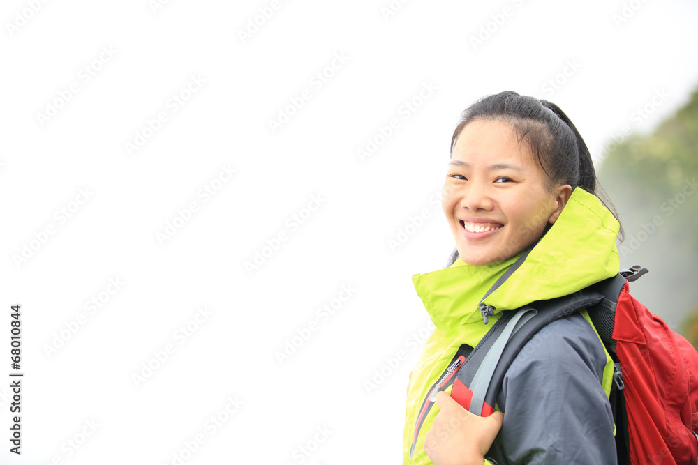woman hiker in emei mountain peak woman hiker in emei mountain peak