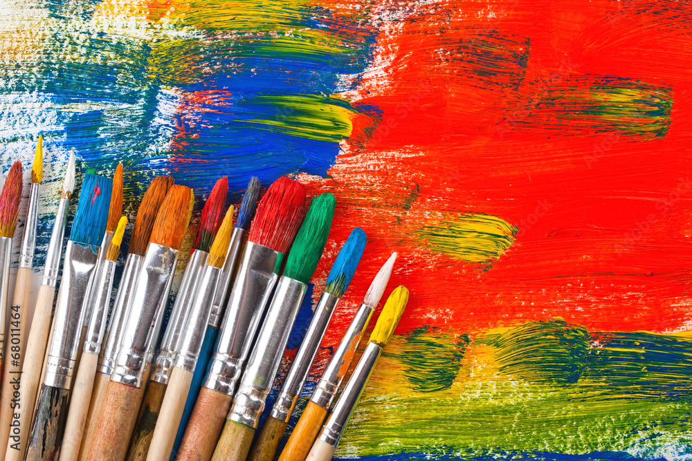 Fototapeta premium Paints and brushes