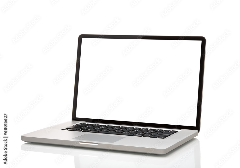 laptop with blank screen. Isolated on white laptop with blank screen. Isolated on white