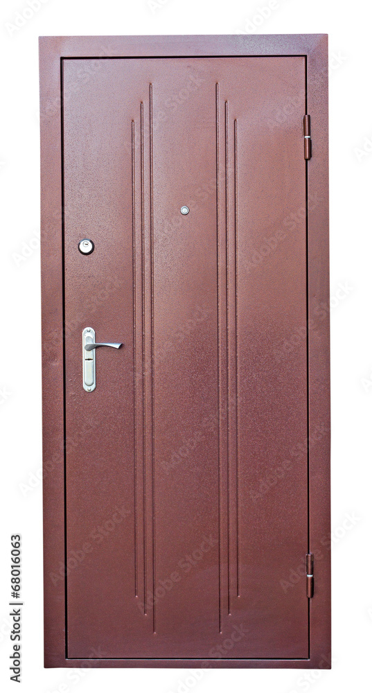 Fototapeta premium Steel brown doors isolated on white background