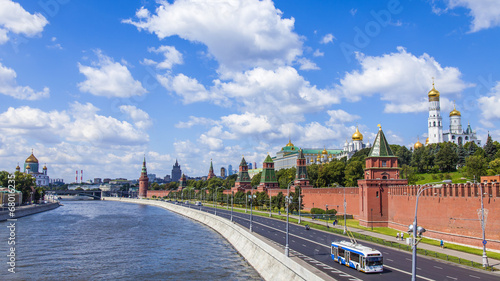 Moscow, Russia. View of the Kremlin and Kremlevskaya Embankment  photo