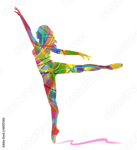 silhouette di ballerina composta da colori