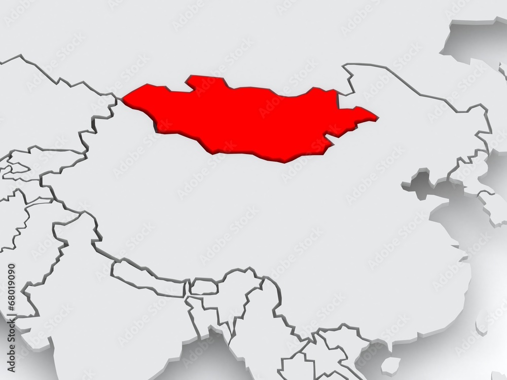 Fototapeta premium Map of worlds. Mongolia.