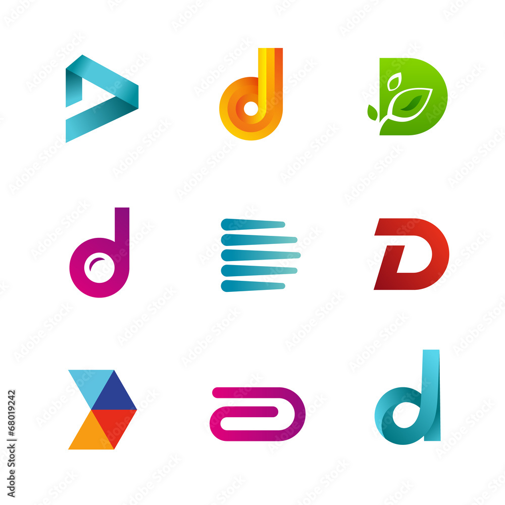 Set of letter D logo design template icons and elements Set of letter D logo design template icons and elements
