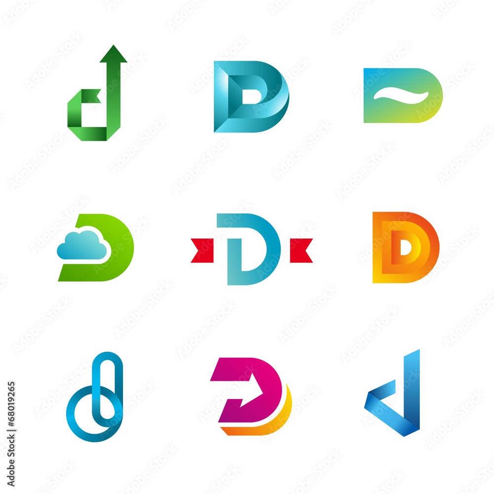 Set of letter D logo design template icons and elements Set of letter D logo design template icons and elements