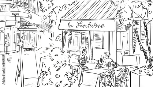 Street in paris -sketch  illustration #68019819