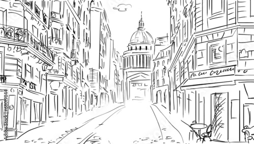 Street in paris -sketch  illustration #68019844