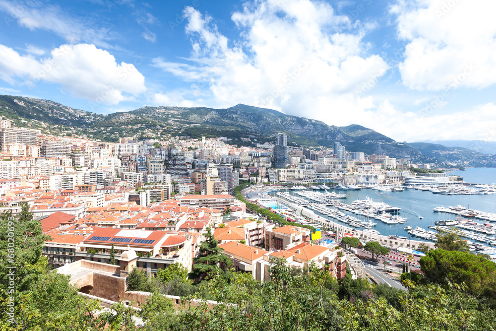 Panoramic view of the coastal area of ​​Monaco