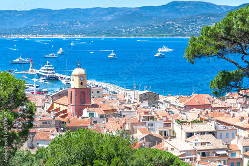 Fototapeta Panoramic view of the bay of Saint-Tropez, France