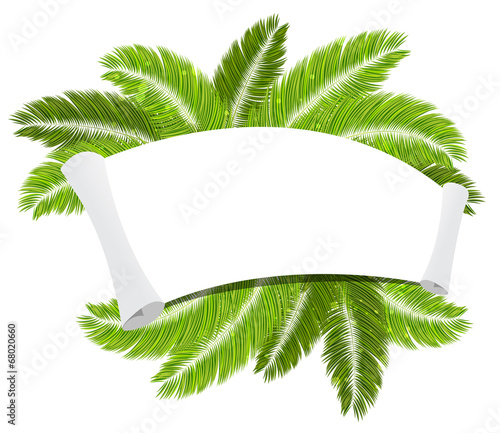 Palm branches and paper scroll