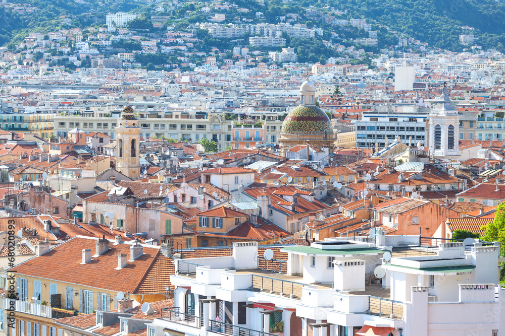 Mediterranean style houses and roofs in Nice