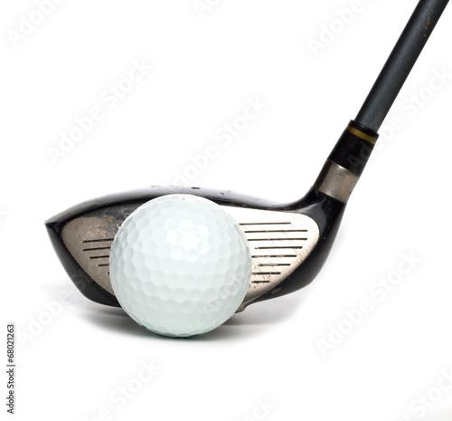 Golf ball with Driver on White background