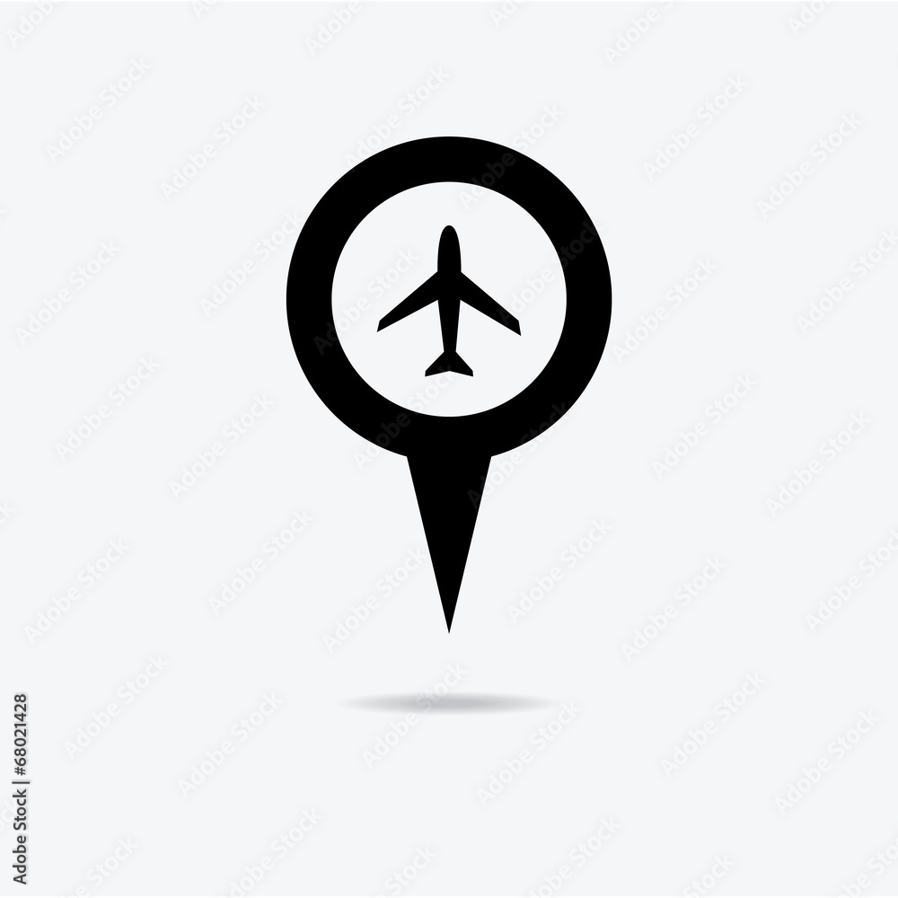 Map marker with icon of airplane Map marker with icon of airplane