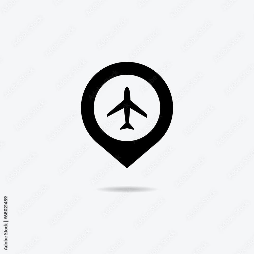 Map marker with icon of airplane Map marker with icon of airplane