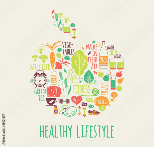 Healthy lifestyle Icons set