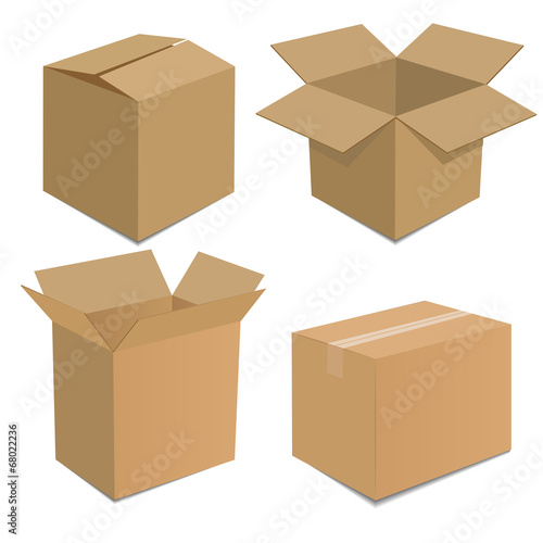 Collection recycle brown box packaging. vector illustration