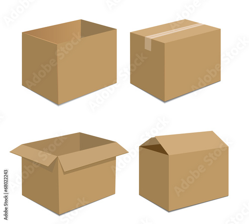 Collection recycle brown box packaging. vector illustration