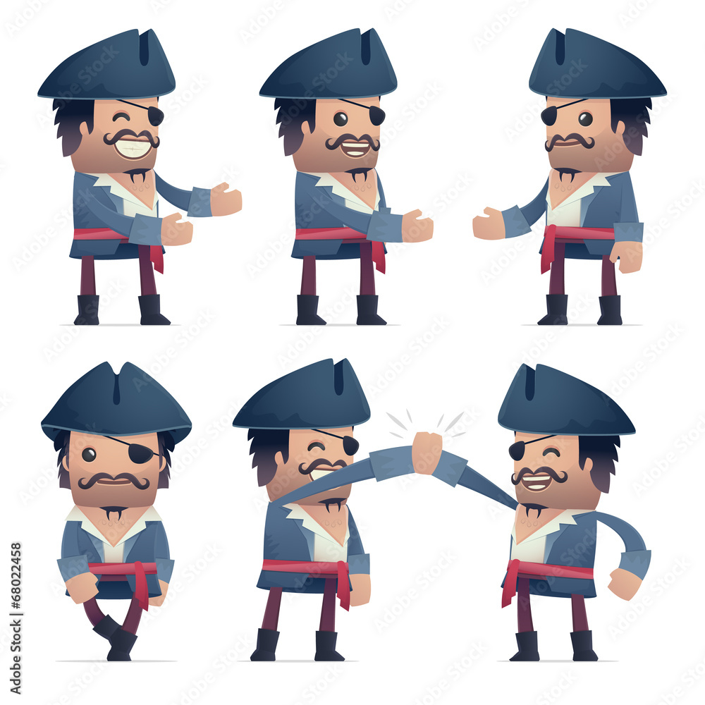 Obraz premium set of pirate character in different poses