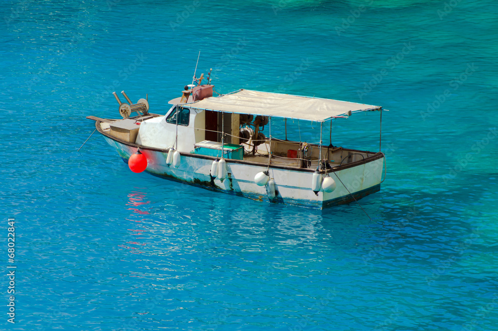 Greek fishing boat at Cyclades islands