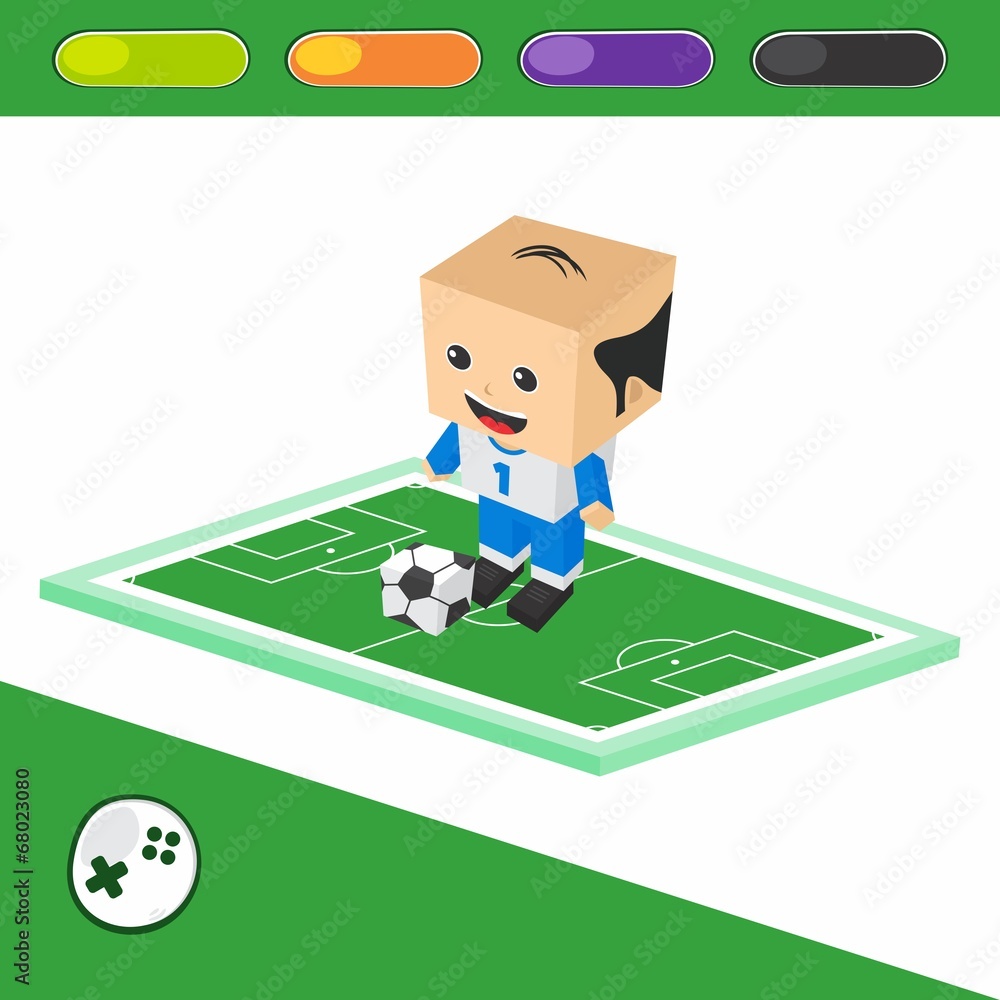 Fototapeta premium soccer block isometric cartoon character