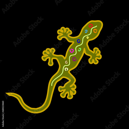 gecko lizard vector illustration on black