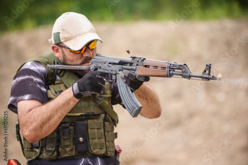 Submachine Gun Shooting Training. Outdoor Shooting Range