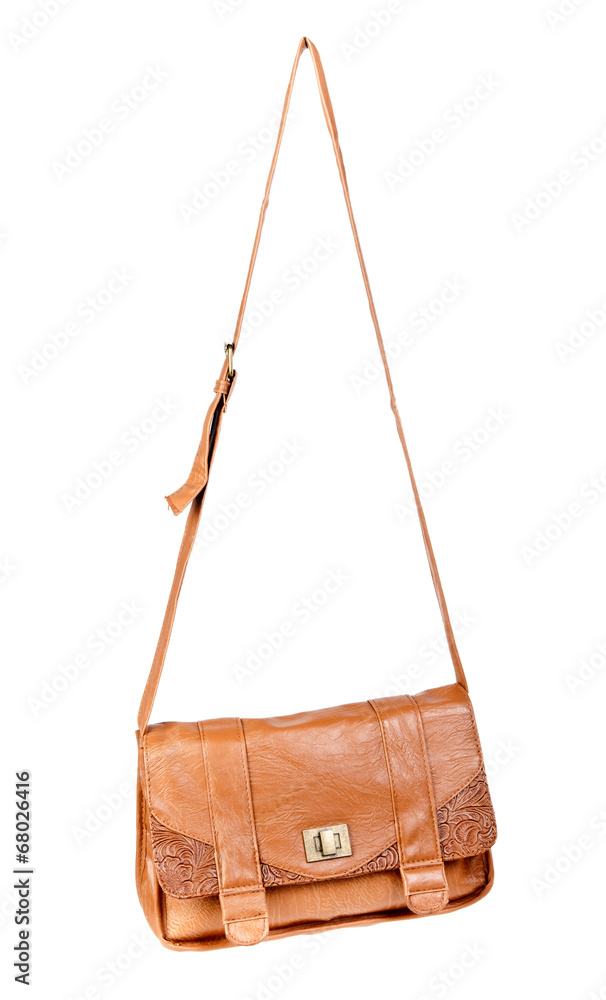 Brown leather handbag fashionable