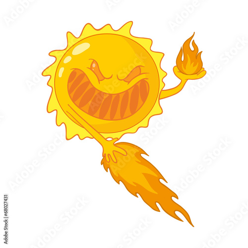 Evil cartoon sun