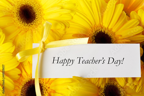 Happy Teachers Day message with gerberas