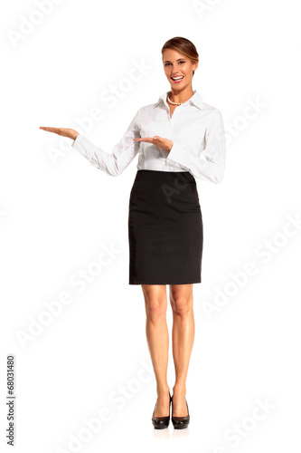 Photos Charming flight stewardess showing various gesture