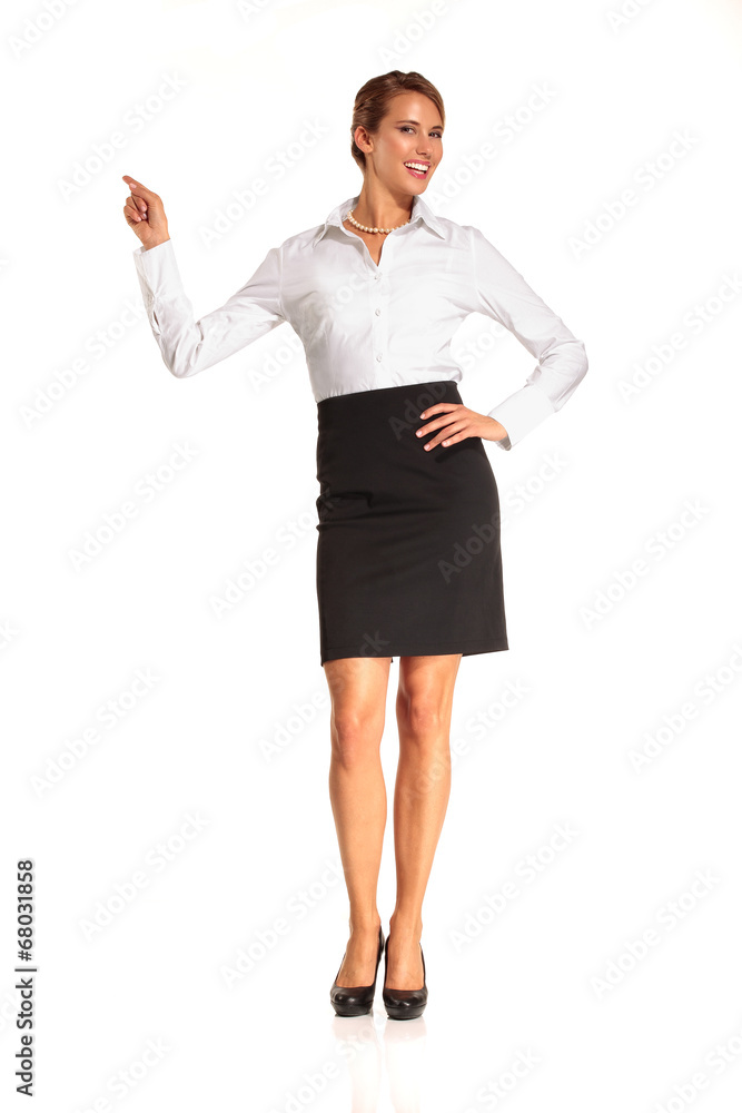 Charming flight stewardess showing various gesture Charming flight stewardess showing various gesture