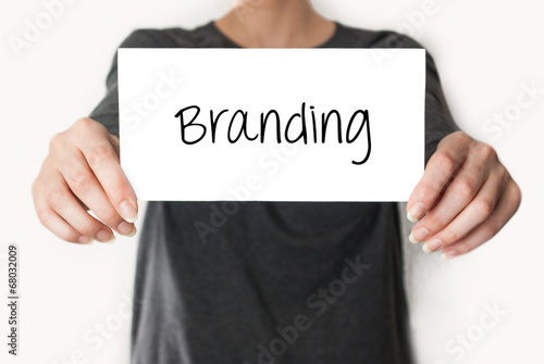 Branding. female showing card