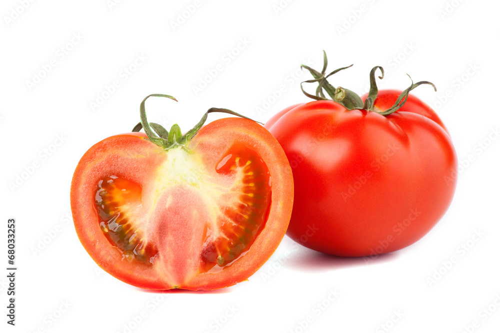 Tomatoes. Whole and a half isolated on white Tomatoes. Whole and a half isolated on white