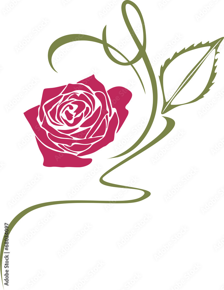 Fototapeta Ornamental element with stylized rose