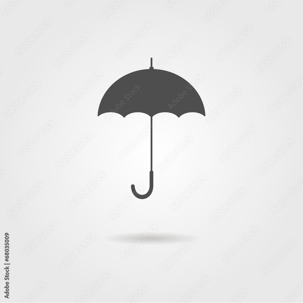 black icon of umbrella with shadow