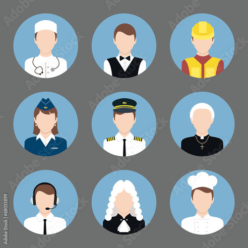 Professions avatar flat icons set