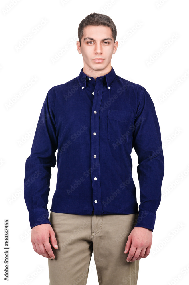 Male model with shirt isolated on white Male model with shirt isolated on white