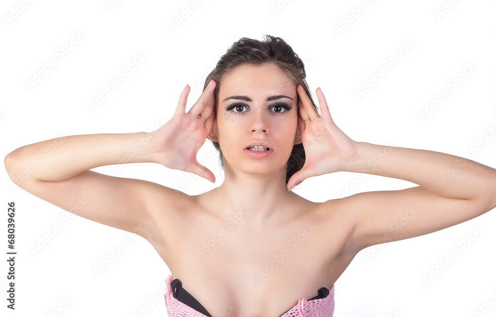 Pretty girl tries to tell some information Pretty girl tries to tell some information