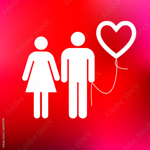 Valentinstag Papier Pärchen mit Herz Rot Pink