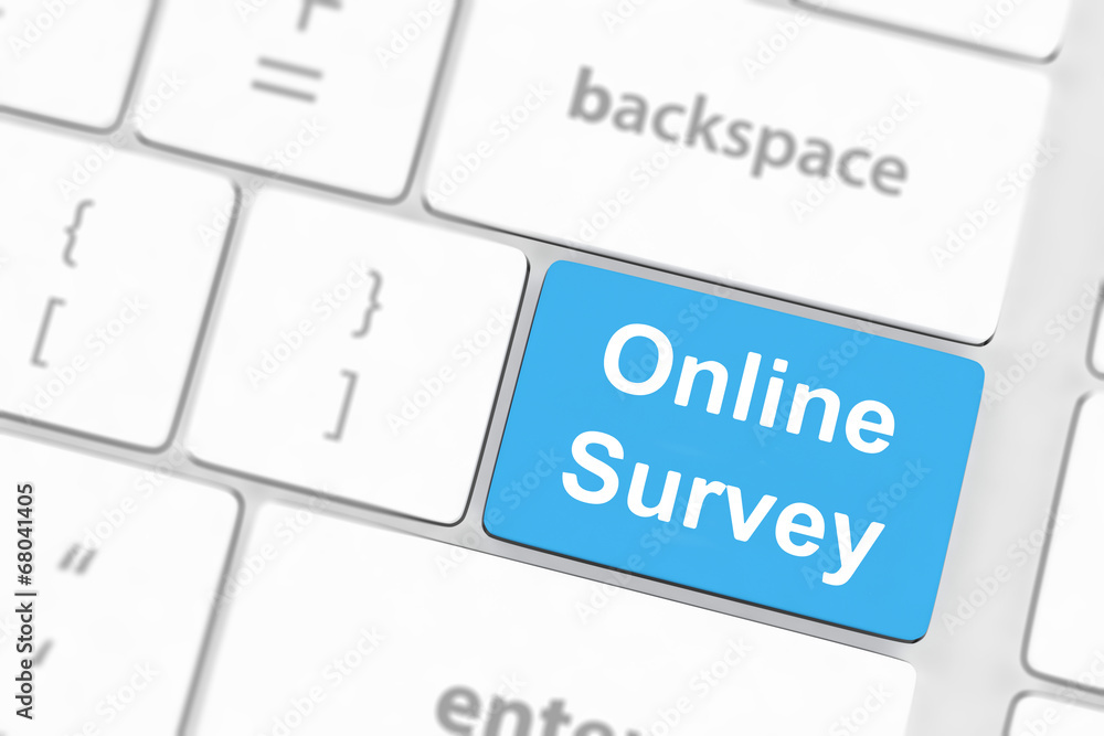 On line survey key on keyboard On line survey key on keyboard