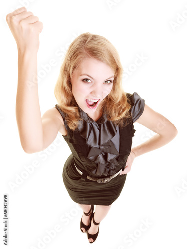 Angry businesswoman furious woman shaking fist at you © Voyagerix