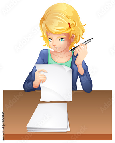 A woman taking an exam