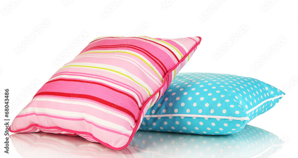 Blue and pink bright pillows isolated on white Blue and pink bright pillows isolated on white
