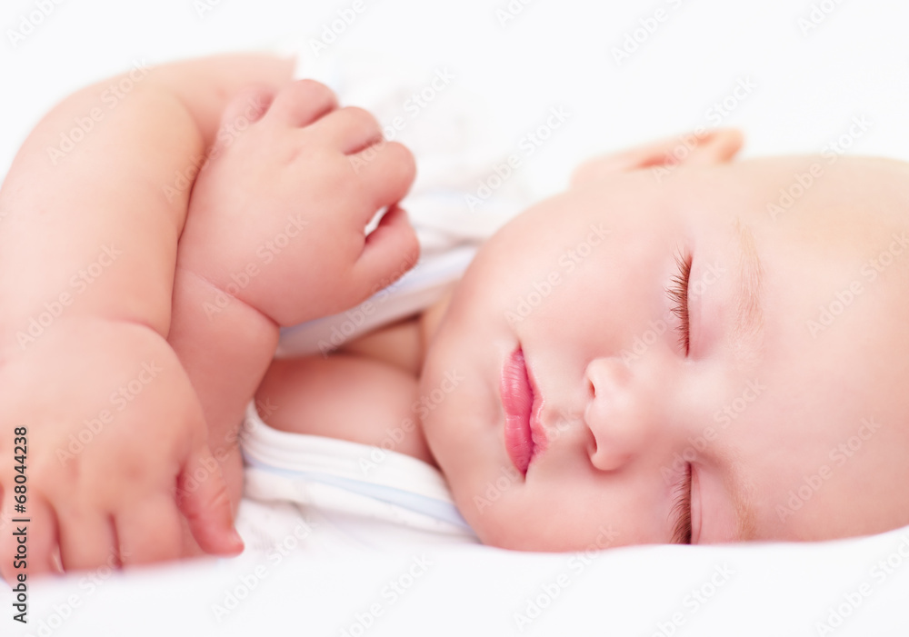 beautiful infant baby sleeping, four months old
