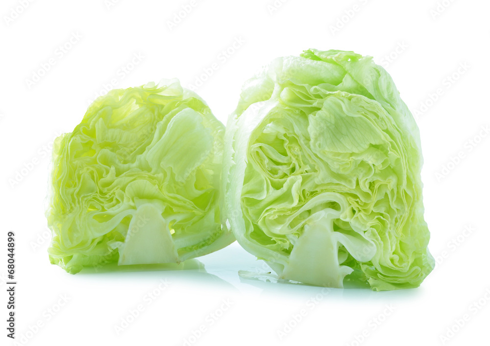 Obraz premium Green Iceberg lettuce on White Background